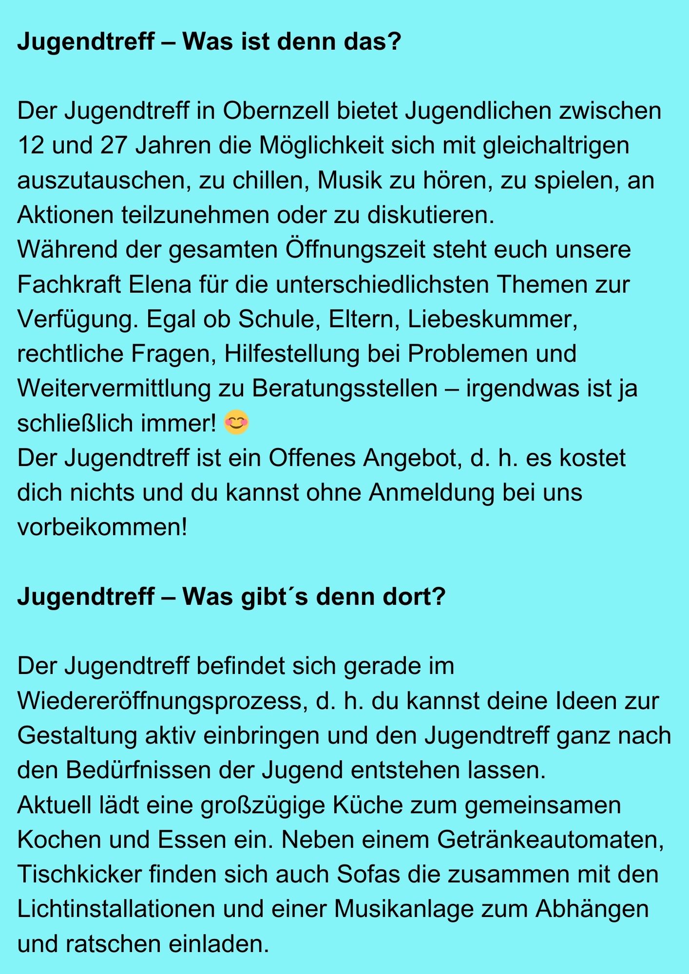 Jugendtreff Obernzell Info